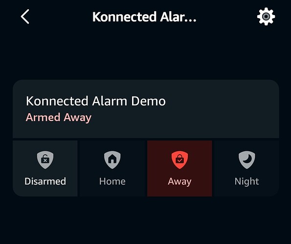 Konnected Alarm controls in the Alexa app